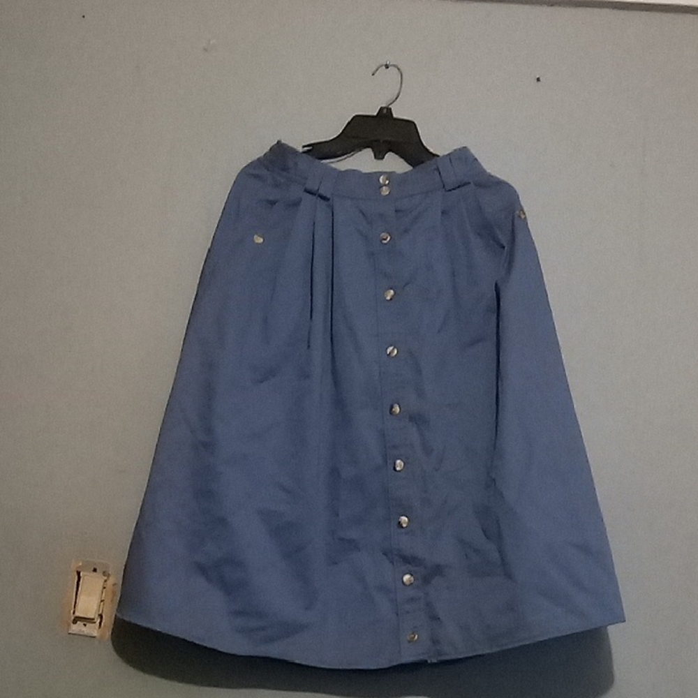 Cabin Creek Blue Midi Skirt with Buttons